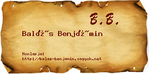 Balás Benjámin névjegykártya
