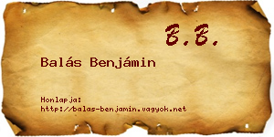 Balás Benjámin névjegykártya